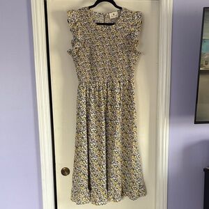 Floral Ruffle Sleeve Maxi Dress